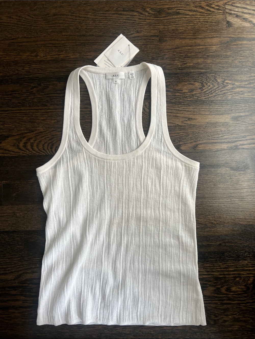 NWT NEW A.L.C. Iris Fine Cotton Knit Tank White Ribbed Scoop Neck Racerback | M